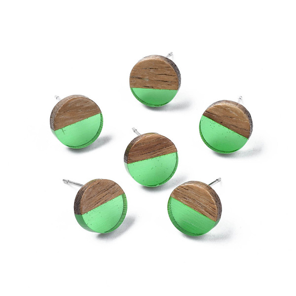 

PandaHall Transparent Resin & Walnut Wood Stud Earrings, with 316 Stainless Steel Pins, Flat Round, Medium Spring Green, 10mm, Pin: 0.7mm...