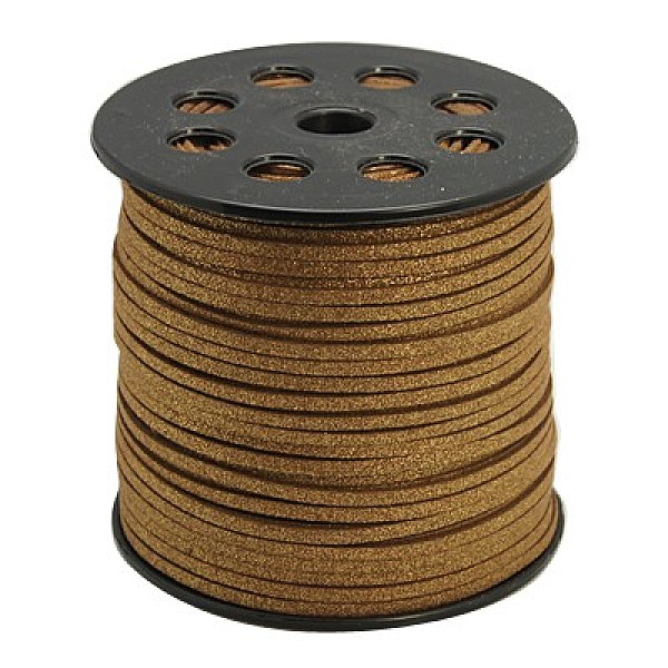 

PandaHall Glitter Powder Faux Suede Cord, Faux Suede Lace, Dark Goldenrod, 3mm, 100yards/roll(300 feet/roll) Faux Suede+Glitter Powder Gold