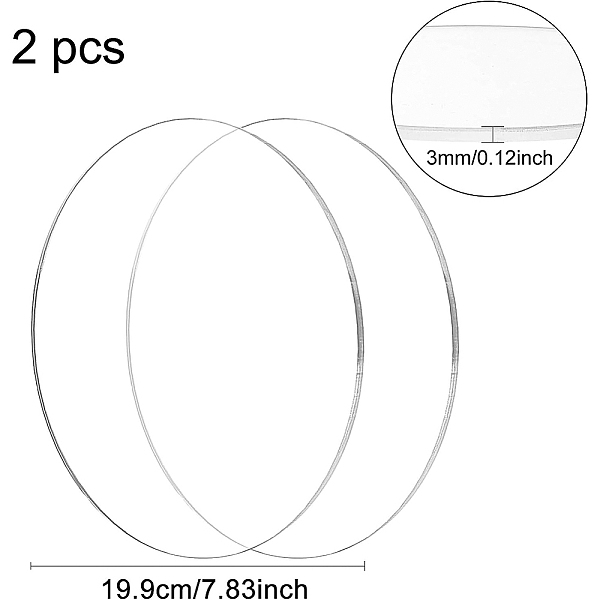 Benecreat 2pcs8インチ透明アクリルシートラウンドサークルディスアクリルシート装飾用