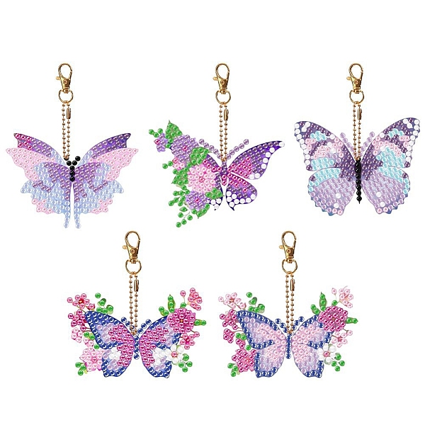 

PandaHall Butterfly DIY Pendant Decoration Kits, Including Resin Rhinestones Bag, Diamond Sticky Pen, Tray Plate and Glue Clay and Metal..., Multicolor