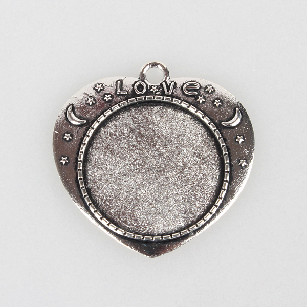 

PandaHall Tibetan Style Alloy Pendant Cabochon Settings, Cadmium Free & Lead Free, Heart with Word Love, For Valentine's Day , Antique...