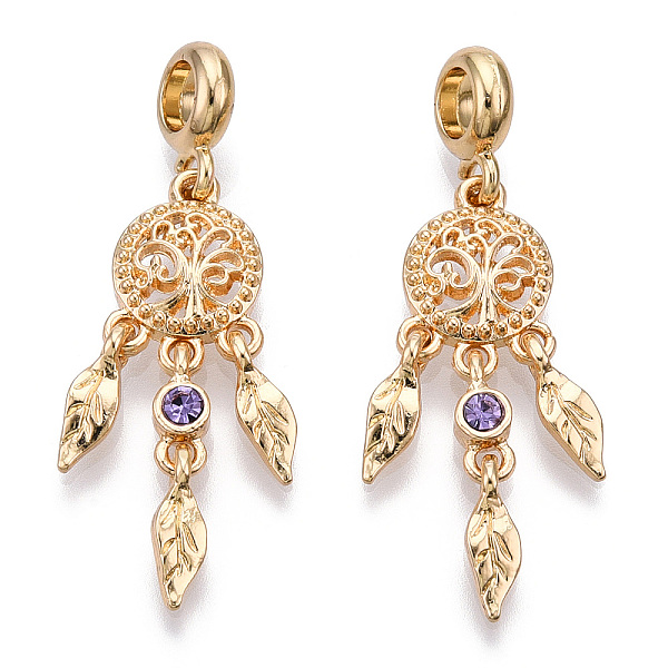 

PandaHall Rack Plating Alloy European Dangle Charms, with Tanzanite Rhinestone, Large Hole Pendants, Cadmium Free & Nickel Free & Lead Free..., Purple