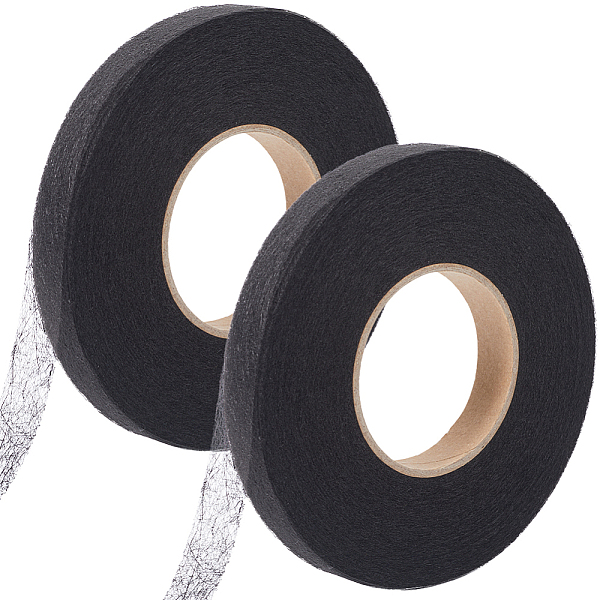 

PandaHall GORGECRAFT 140 Yards Iron on Hem Tape 2 Rolls 1.5cm Wide Adhesive No Sewing Fusing Wonder Web Fusible Stitch Witchery Hemming..., Black