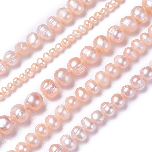 

PandaHall Natural Cultured Freshwater Pearl Beads Strands, Potato, Pink, 4~12x4~12mm, Hole: 0.5~1mm, about 28~100pcs/strand, 13.8 inch~15.7...