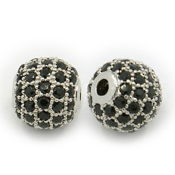 

PandaHall Brass Cubic Zirconia Beads, Round, Platinum, 8mm, Hole: 1.5mm Brass+Cubic Zirconia Round