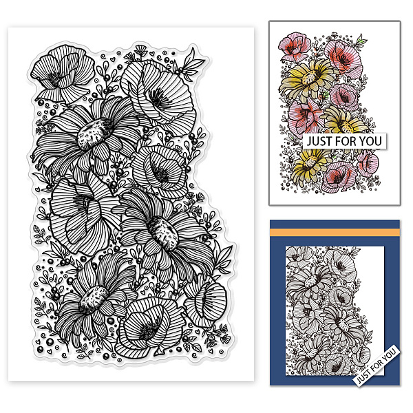

PandaHall Custom PVC Plastic Clear Stamps, for DIY Scrapbooking, Photo Album Decorative, Cards Making, Flower, 160x110mm Plastic Flower
