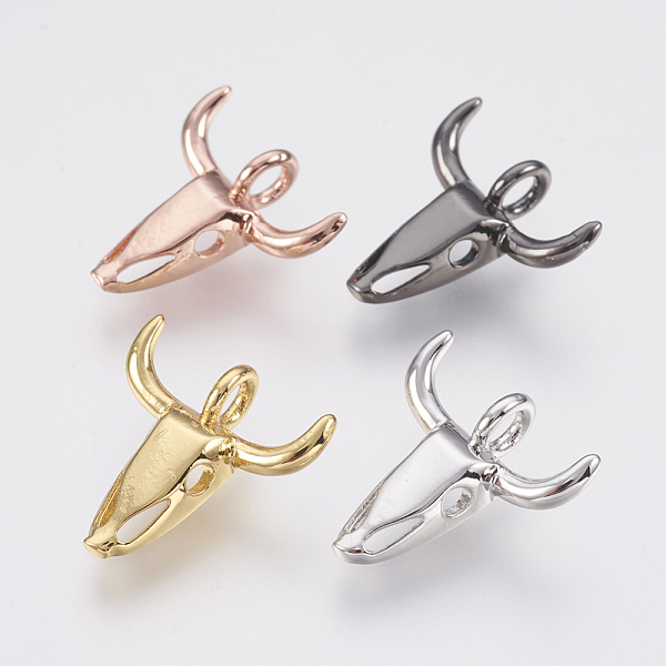 

PandaHall Brass Pendants, Lead Free & Cadmium Free, Ox Head, Mixed Color, 15x14.5x3mm, Hole: 2mm Brass Other Animal Multicolor