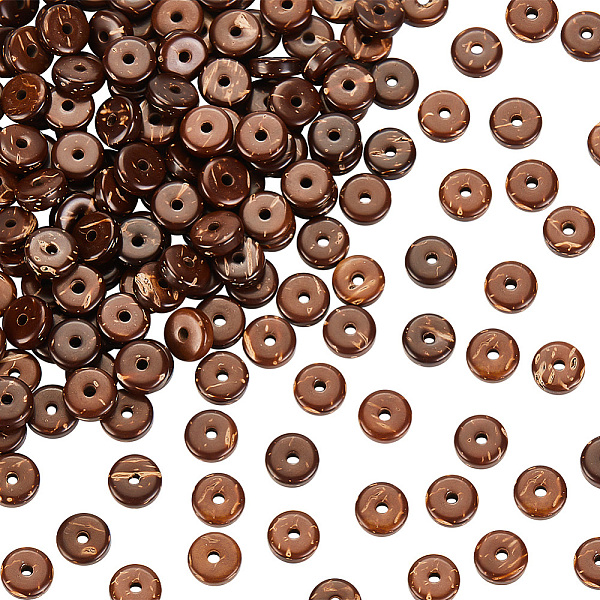 

PandaHall OLYCRAFT 220~222Pcs Coconut Shell Beads 8x3mm Natural Coconut Shell Rondelle Beads Beach Theme Flat Round Coconut Beads Strands...