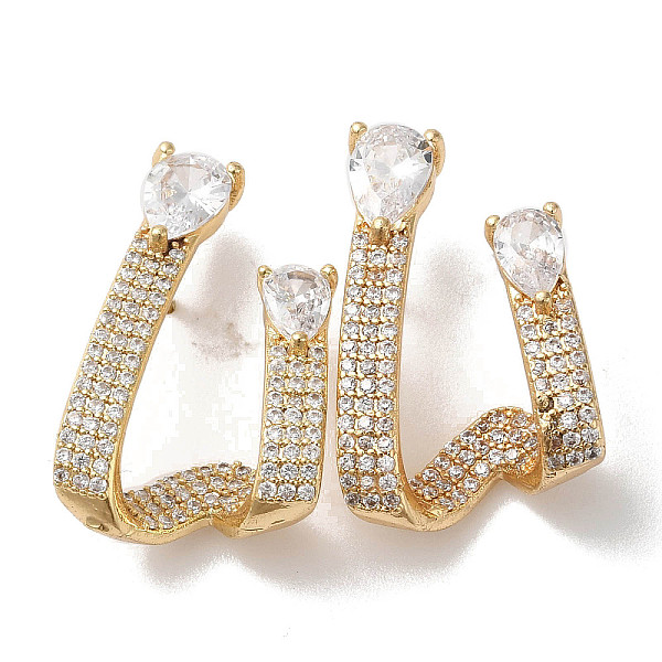 

PandaHall Brass Micro Pave Cubic Zirconia Stud Earrings, Curved Letter. W with Teardrop Earrings for Women, Long-Lasting Plated, Golden...