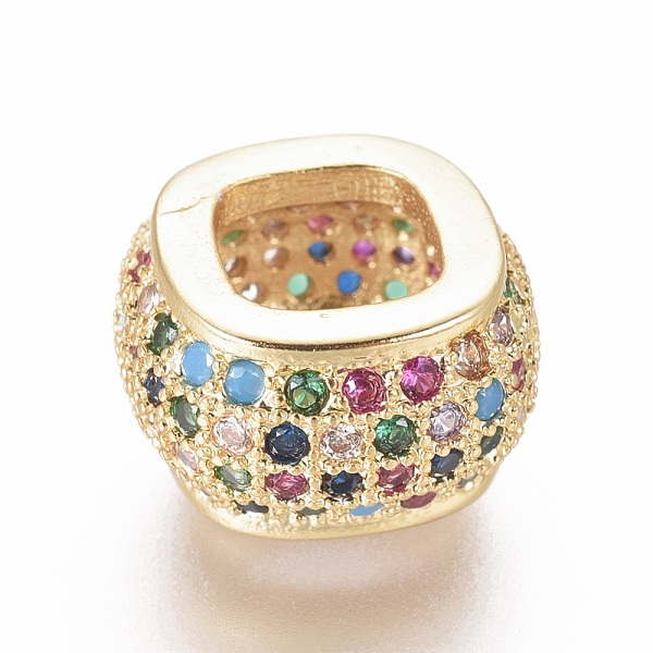 

PandaHall Brass Micro Pave Cubic Zirconia Beads, Large Hole Beads, Rondelle, Colorful, Golden, 12x12x7mm, Hole: 6x6mm Brass+Cubic Zirconia...