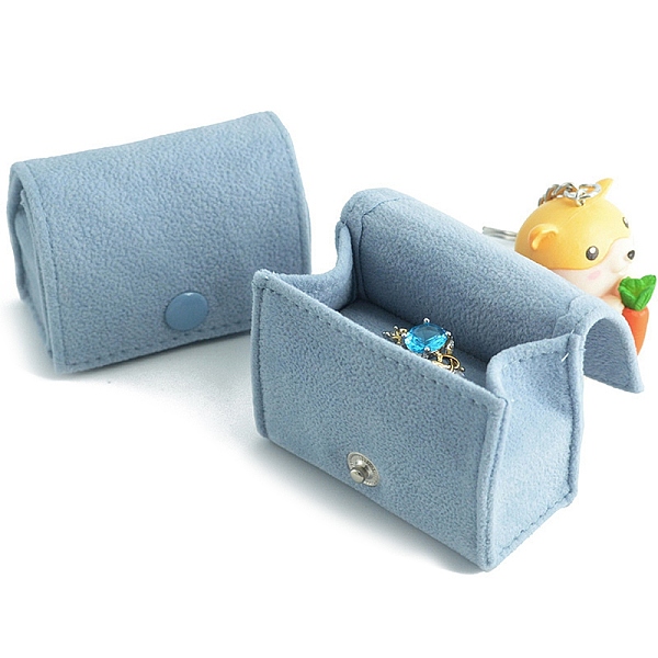

PandaHall Veleteen Ring Storage Boxes, Portable Travel Jewelry Case for Rings, Earring Studs, Bag Shape, Light Sky Blue, 6x3x4cm Velvet Bag