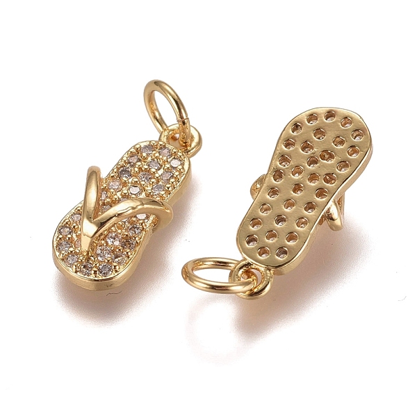 Brass Micro Pave Clear Cubic Zirconia Charms