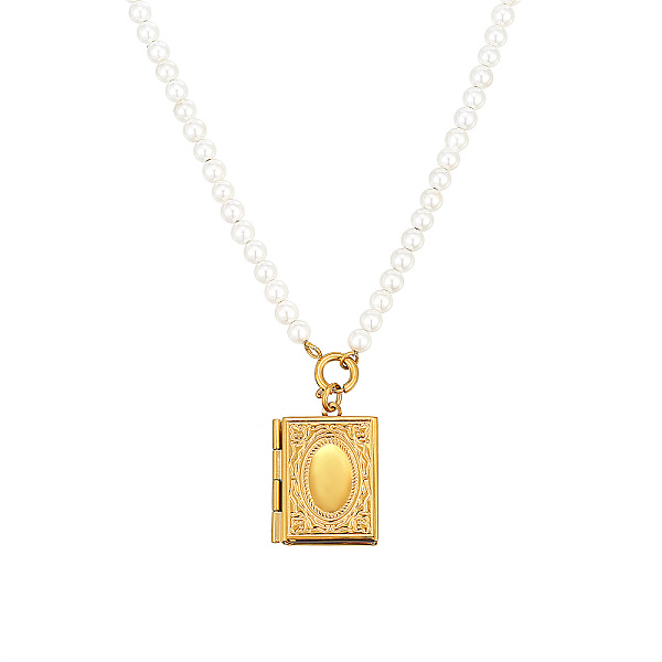 

PandaHall Mother Mary Pearl Necklace with 3D Heart Pendant and Secret Box.