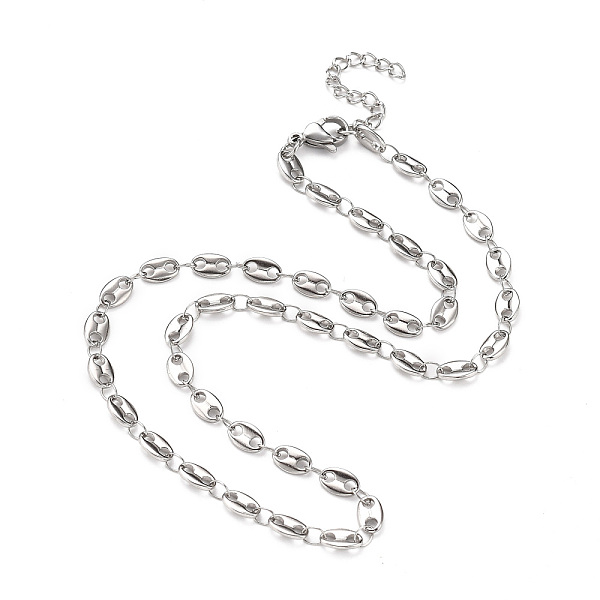 PandaHall 304 Stainless Steel Coffee Bean Chain Necklaces, with Lobster Claw Clasps, Stainless Steel Color, 15.94 inch(40.5cm) 304 Stainless...