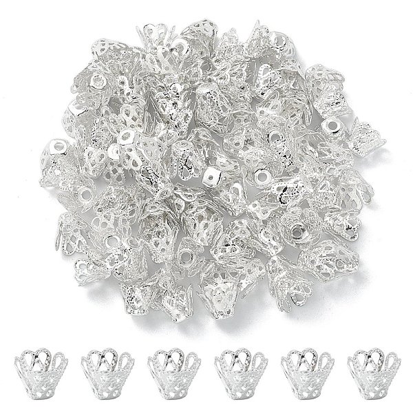 

PandaHall Multi-Petal Filigree Iron Bead Caps, Silver, 6.5x8.5mm, Hole: 2mm Iron