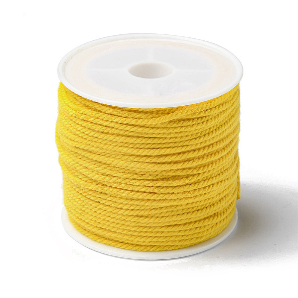 

PandaHall Cotton Braid Thread, with Spool, Round, Yellow, 1.2mm, about 21.87 Yards(20m)/Roll Cotton Yellow