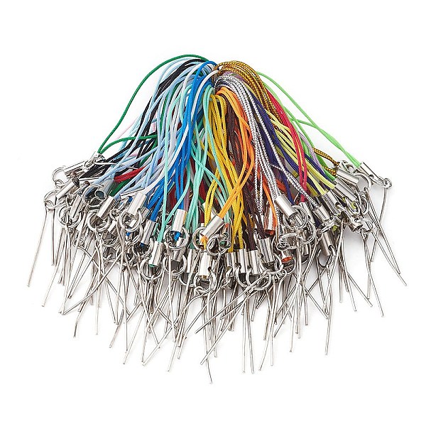 

PandaHall Polyester Rope Mobile Straps, with Iron Rings Nine-figure Pin and Zinc Alloy Cord Ends, Mixed Color, 4.8cm, Ring: 7mm, Ends: 7mm..., Multicolor