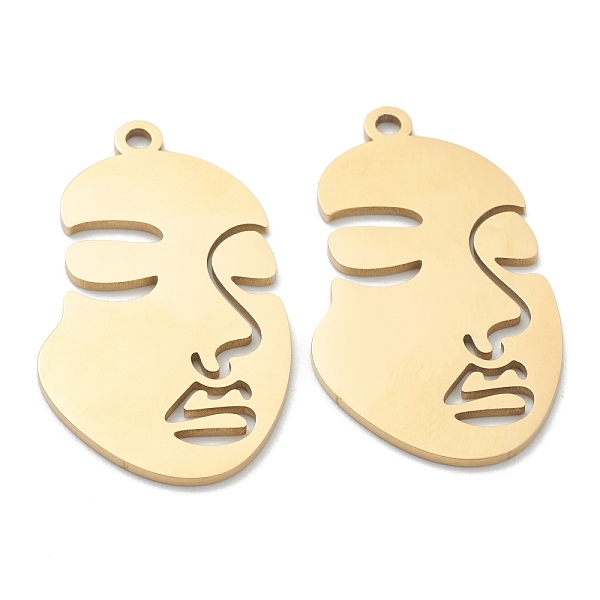 

PandaHall Ion Plating(IP) 304 Stainless Steel Pendants, Manual Polishing, Abstract Face, Golden, 35x20x1mm, Hole: 2mm 304 Stainless Steel...