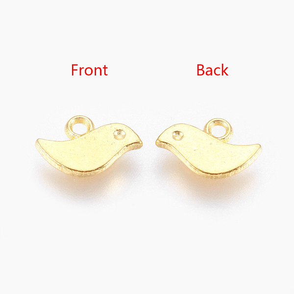 

PandaHall Tibetan Style Alloy Charms, Cadmium Free & Nickel Free & Lead Free, Bird, Golden, 7x11x1mm, Hole: 1mm Alloy Bird