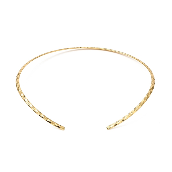 

PandaHall Vacuum Plating 304 Stainless Steel Rhombus Textured Wire Necklace Making, Rigid Necklaces, Minimalist Choker, Cuff Collar, Golden...