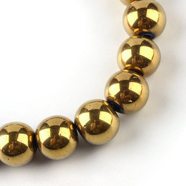 

PandaHall Electroplate Transparent Glass Beads Strands, Round, Golden Plated, 5.5x6~6.5mm, Hole: 1mm, about 136pcs/strand, 29.1 inch Glass...