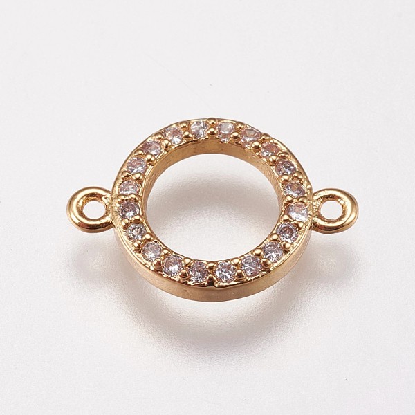 

PandaHall Brass Micro Pave Cubic Zirconia Links, Ring/Circle, Clear, Golden, 14x9.5x2mm, Hole: 1mm Brass+Cubic Zirconia Ring Clear