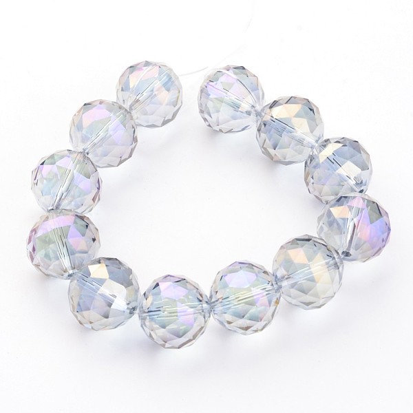 

PandaHall Electroplate Glass Bead Strands, Full Rainbow Plated, Faceted, Round, Lilac, 19.5mm, Hole: 2mm, about 12pcs/strand, 8.6 inch(22cm)..., Purple