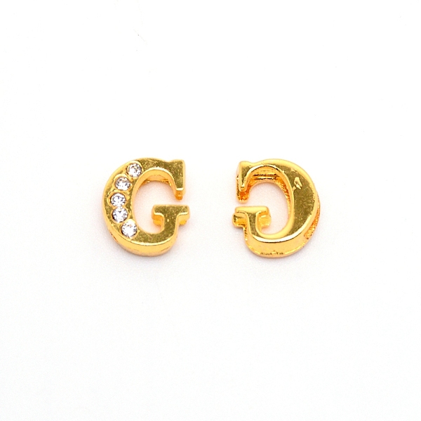 

PandaHall Alloy Slide Charms, with Crystal Rhinestone and Initial Letter A~Z, Letter.G, G: 11.5x10x4mm, Hole: 1.5x8mm Alloy+Rhinestone...
