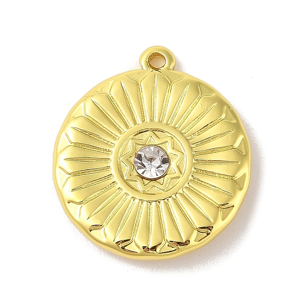 

PandaHall 304 Stainless Steel Pendants, with Rhinestone, Flat Round, Real 18K Gold Plated, 22.5x20x4mm, Hole: 1.2mm Stainless..., Clear