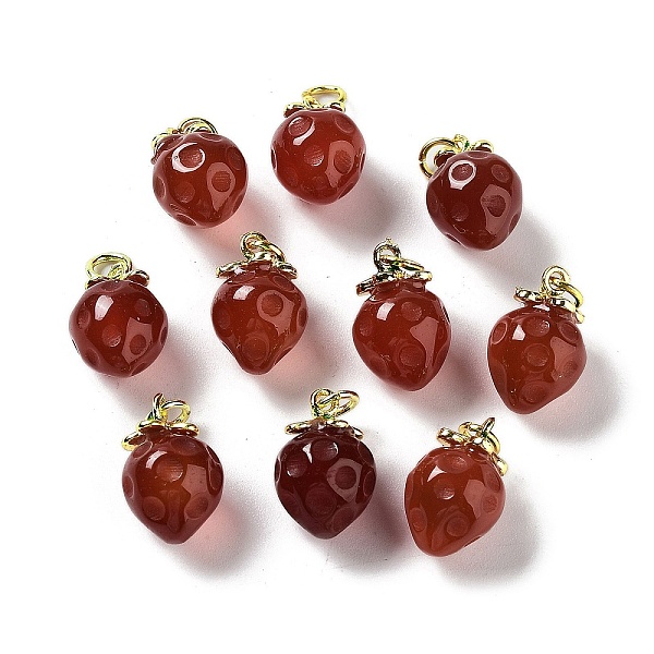 

PandaHall Natural Agate Pendants, Fruit Charms with Jump Ring, Golden, Strawberry, 16~16.5x10.5x10.5~11mm, Hole: 3.4mm Natural Agate...