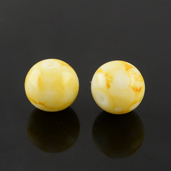 

PandaHall Spray Painted Glass Round Bead Strands, Yellow, 4mm, Hole: 1.1mm, about 200pcs/strand, 31.4 inch Glass Round Yellow