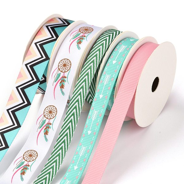

PandaHall 3Rolls Polyester Ribbons, with 2Rolls Grosgrain Ribbons, for Gift Packaging, Mixed Color, 3/8~5/8 inch(9.7~16mm), 1m/roll..., Multicolor