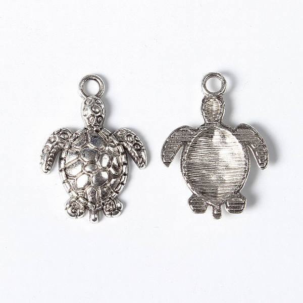 

PandaHall Alloy Pendants, Cadmium Free & Lead Free, Sea Turtle, Antique Silver Color, Size:about 23mm long, 16mm wide, 2mm thick, hole: 2mm...