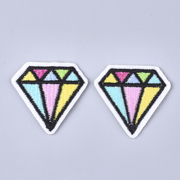 

PandaHall Computerized Embroidery Cloth Iron On Patches, Costume Accessories, Appliques, Diamond, Colorful, 37.5x39x1.5mm Cloth Diamond