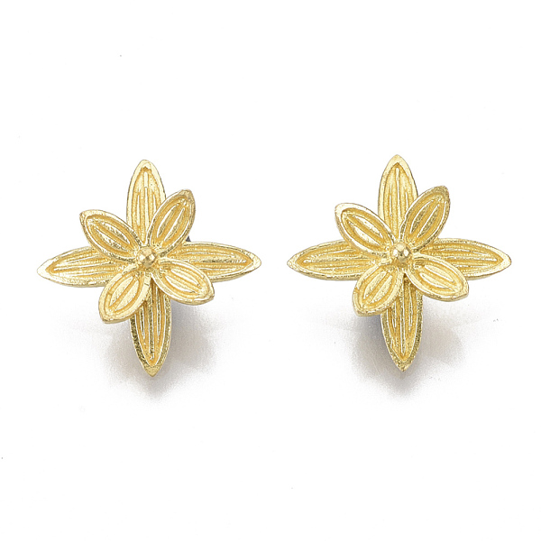 

PandaHall Brass Charms, Nickel Free, Flower, Raw(Unplated), 15x15x7mm, Hole: 1.4mm Brass Flower