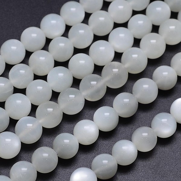 Brins De Perles Rondes En Pierre De Lune Blanche Naturelle