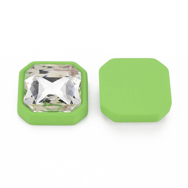 

PandaHall Rubberized Style Acrylic Rhinestone Cabochons, Faceted, Square, Lime, 22.5x22.5x7.5mm Acrylic Rhinestone Square Green