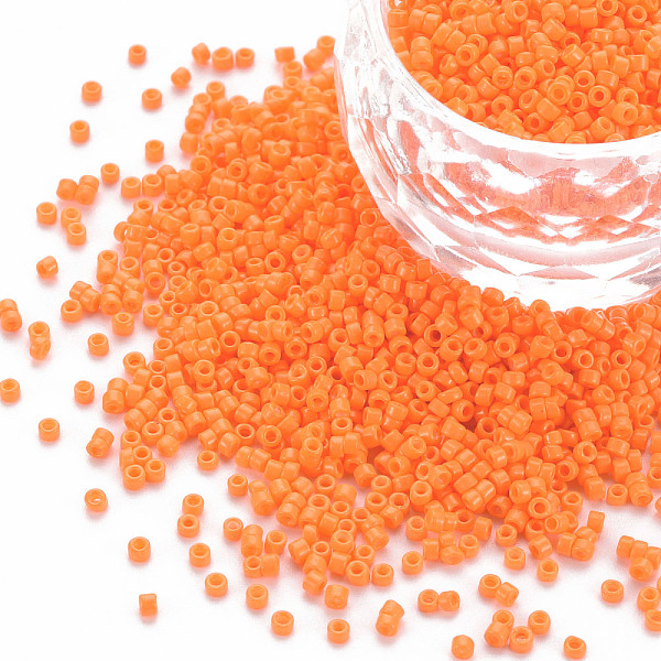 

PandaHall Glass Cylinder Beads, Seed Beads, Baking Paint, Round Hole, Dark Orange, 1.5~2x1~2mm, Hole: 0.8mm, about 45000pcs/bag, about...