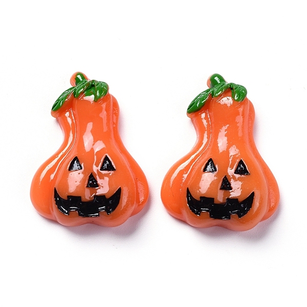 

PandaHall Halloween Theme Opaque Resin Cabochons, for Jewelry Making, Pumpkin Jack-O'-Lantern, Flat Back, Orange Red, 29x22x8mm Resin...