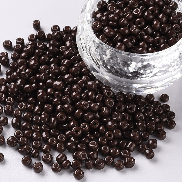 

PandaHall Baking Paint Glass Seed Beads, Coconut Brown, 8/0, 3mm, Hole: 1mm, about 10000pcs/bag Glass Brown