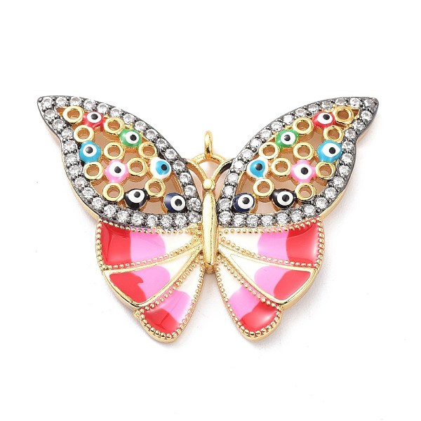 

PandaHall Real 18K Gold Plated Brass Micro Pave Cubic Zirconia Pendants, with Enamel, Long-Lasting Plated, Butterfly, Colorful, 31x41x4mm...
