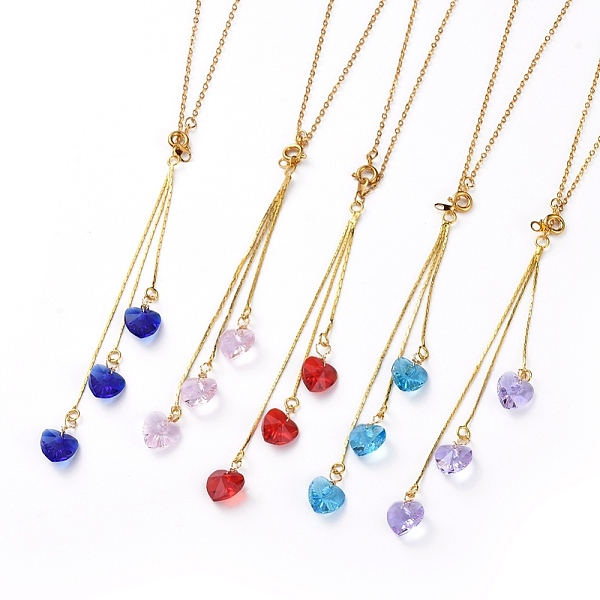 

PandaHall Pendant Necklaces, with Romantic Valentines Ideas Glass Charms, Copper Wire, Brass Cable Chain Necklace Marking and Cardano Chains..., Multicolor
