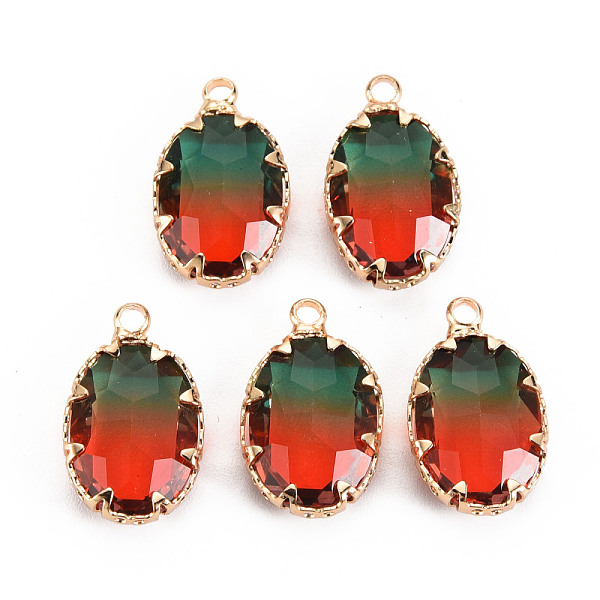 

PandaHall Gradient Color Glass Pendants, with Brass Prong Settings, Faceted, Oval, Light Gold, Orange Red, 19x11x5.5mm, Hole: 1.6mm...