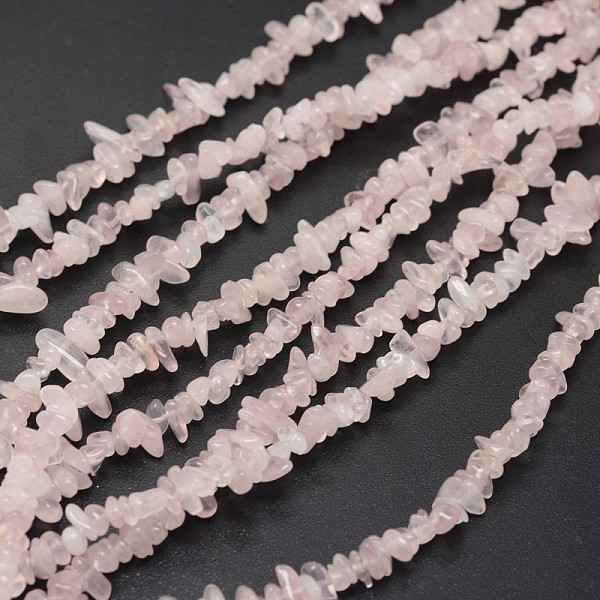 

PandaHall Chips Natural Rose Quartz Beads Strands, 3~8x3~12x3~5mm, Hole: 1mm, about 32 inch Rose Quartz Chip