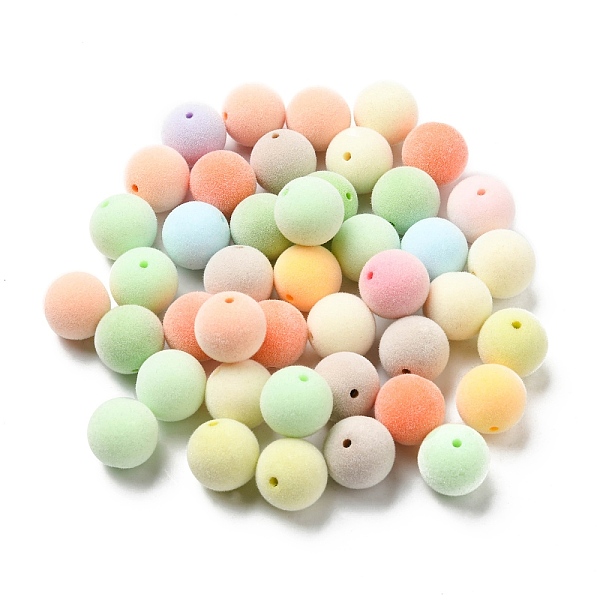 

PandaHall Flocky Acrylic Beads, Round, Mixed Color, 16x15.5mm, Hole: 2mm Acrylic Round Multicolor