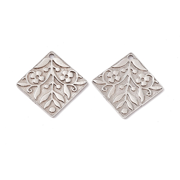 

PandaHall Rack Plating Tibetan Style Alloy Pendants, Rhombus with Flower, Antique Silver, 32x33x1.5mm, Hole: 2.5mm Alloy Rhombus