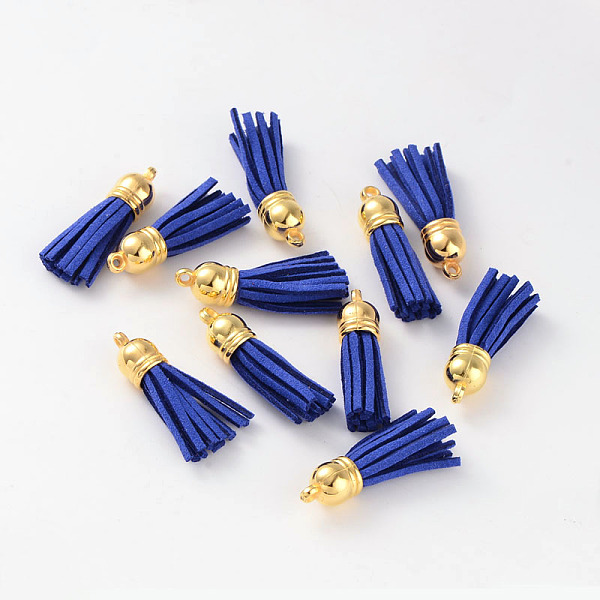 

PandaHall Suede Tassels, with CCB Plastic Findings, Nice for DIY Earring or Cell Phone Straps Making, Golden, Blue, 38x10mm, Hole: 2mm Faux...