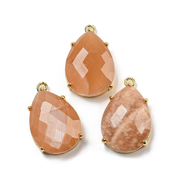 

PandaHall Natural Sunstone Pendants, Rack Plating Brass Faceted Teardrop Charms, Golden, 24~24.5x16~16.5x7mm, Hole: 1.5mm Sunstone Teardrop