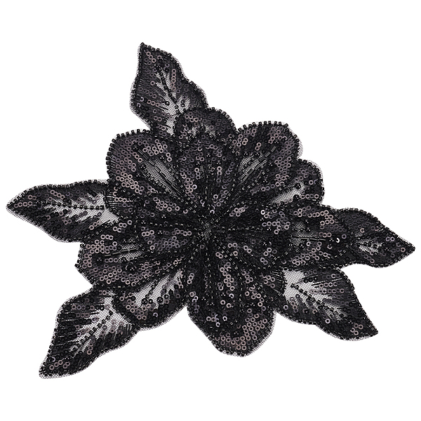 

PandaHall MAYJOYDIY US 1Pc 3D Flower Lace Appliques, Glass Seed Beaded Gauze Embroidery Ornament Accessories, for Backpacks, Clothes, Black...