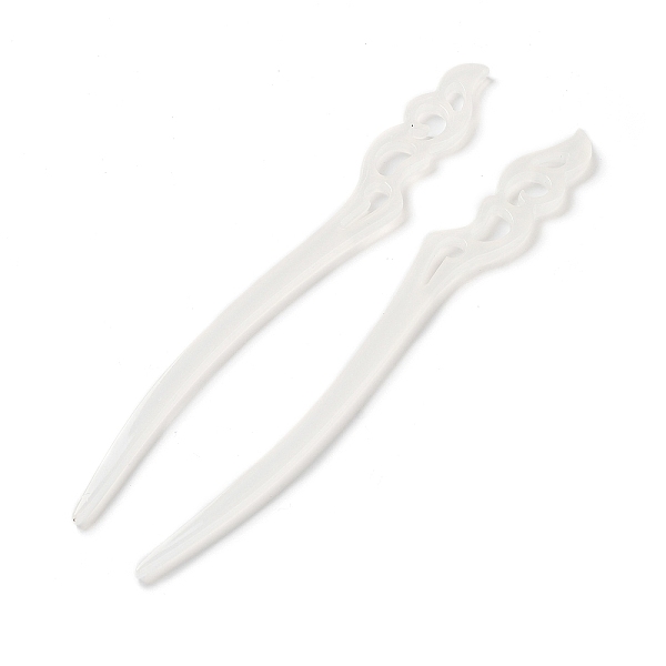 

PandaHall Opaque Acrylic Hair Sticks, Floral White, 180x21x5mm Acrylic